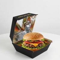 Boîte d'emballage pour plats à emporter de restaurant, hamburgers, poulet frit, en-cas, boîte en papier alimentaire personnalisée avec logo, forme coquille