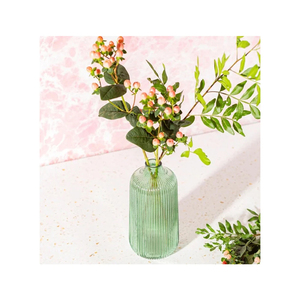 Jarrón de cristal estriado de color alto exquisito decorativo de diseño antiguo para decoración de hotel y hogar - Product Image 6