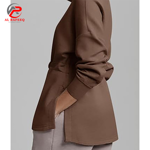 Sweat-shirt à manches longues pour femme, écologique, vente chaude, design uni multicolore, col montant, tissé, décontracté, pour l'automne et l'hiver - Product Image 3