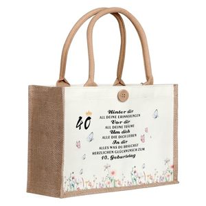Personalized Custom Cartoon Letter Jute Tote <b>Bags</b> <b>Long</b> Handle Medium Shoulder Strap Custom Color Logo Gift Birthday Party - Product Image 1