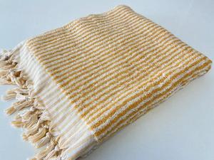 Stripe Printed Handloomed Organic Turkish 100% Cotton Square Peshtemal Hammam Bath <b>Towel</b> Multi-purpose 90x180cm 900gr - Product Image 3