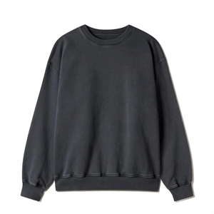 Sudadera Unisex Lisa Negra de Algodón y Felpa, Sudadera Holgada Personalizada con Cuello Redondo, Ropa de Calle Informal y Cálida para Invierno - Product Image 1