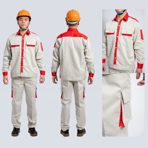 Bền Mens bảo hộ lao động áo khoác quần thiết lập đa-túi màu xám vàng 35cotton65poly pha trộn xây dựng đồng phục bán buôn fastship - Product Image 6