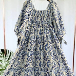 Vestido largo estampado a mano personalizado, cómodo, largo, estampado para fiesta en la playa, vestido maxi de estilo recto de diseñador para mujer - Product Image 1