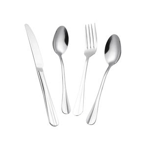 Ensemble de couverts en acier inoxydable poli argenté avec longue vaisselle ronde Ensemble de couverts en argent pour la maison et le restaurant - Product Image 4