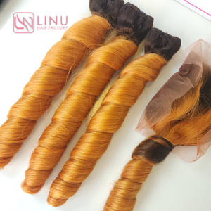 Paquets de cheveux humains bouclés non traités de couleur orange de qualité supérieure Double trame fabricant fournisseur trame de génie en gros - Product Image 4