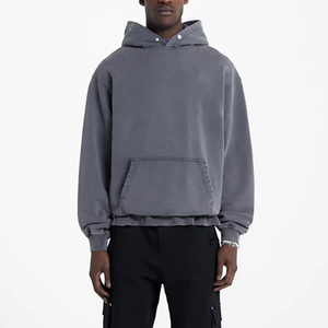 Sudadera con capucha lavada con ácido desgastado con logotipo personalizado para hombre 100% algodón pesado 400 gramos con capucha de gran tamaño opciones de talla grande - Product Image 1