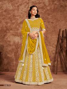 Élégance Dressing Attractive Trending Outfit Faux Georgette Lehenga Choli & Dupatta Avec Fil Et Séquence Travail Femme Mode - Product Image 3