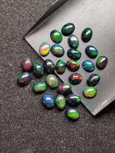 Ópalo Negro Natural de Alta Calidad, Cabujón de Ópalo Multifuego, Lote de Piedras Preciosas Sueltas de Forma Ovalada, Gemas Sueltas Mehrajudin de 2-3 Quilates - Product Image 3