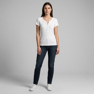 เสื้อยืดแขนสั้นคอโอ ผ้าริบ ระบายอากาศได้ดี ใส่สบาย ผลิตจากผ้าฝ้าย 90% - Product Image 1