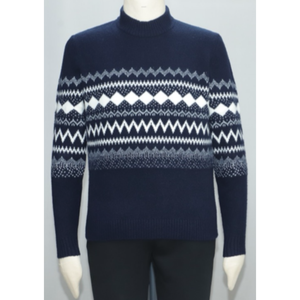 Pull-over élégant à manches longues pour homme, collection Automne-Hiver 2025, en coton biologique BCI, respirant, infroissable, jacquard, personnalisable OEM/ODM - Product Image 4