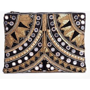 Mini bolso con cremallera elegante hecho a mano con cuentas bordadas y diseño de flores, joyería Premium elegante y hermosa de moda de la India - Product Image 3