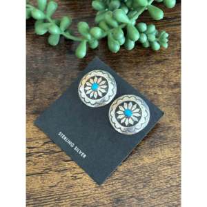 Boucles d'oreilles clous en argent sterling turquoise Mary Tom Kingman en forme de fleur pour mariage, fiançailles, anniversaire - Product Image 4