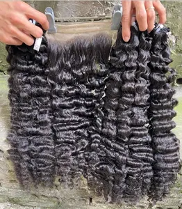 La migliore vendita di capelli umani ricci birmani grezzi, vendita all'ingrosso birmano riccia vera cuticola si adatta alle estensioni naturali dei capelli umani 8-30 pollici