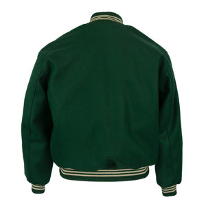 Blouson universitaire matelassé en satin enduit de haute qualité pour homme, en cuir et laine, style baseball, streetwear, avec poches sur le devant, coupe-vent - Product Image 5