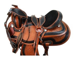Sillín occidental de caballo de cuero genuino de calidad superior Sillín occidental de carreras de barril para montar a caballo - Product Image 1