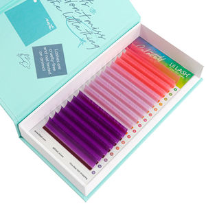 Pestañas de colores surtidos personalizadas al por mayor, pestañas de visón sintético, efecto terciopelo, seda, bandejas de pestañas llamativas, suministros de extensión de pestañas de colores, venta al por mayor - Product Image 1