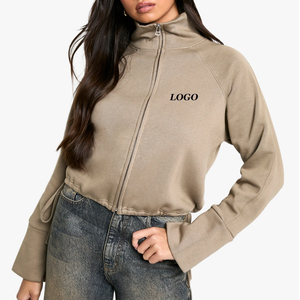 Sweat-shirt ample à col cheminée et fermeture éclair pour femme, de haute qualité, à prix avantageux pour les acheteurs en gros, vêtements décontractés - Product Image 1