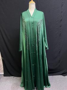 Abaya Vintage Estilo Dubái Más Vendida para Mujer, Tradicional Islámica, Manga Larga, Dobladillo Acampanado, Largo MAXI, Poliéster Ligero - Product Image 4