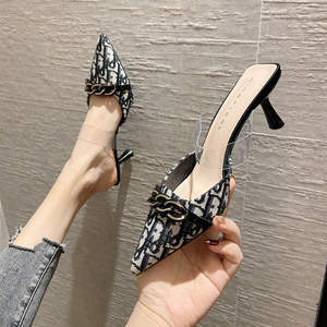 Sandales à talons hauts en daim pour femmes, très tendance, confortables, style à enfiler, design sexy - Product Image 5