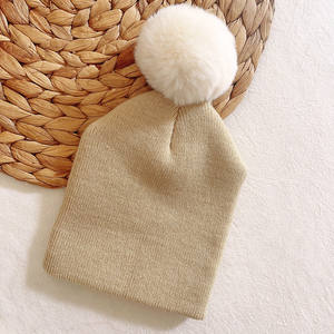 Gorro de Punto con Pompón de Piel Sintética Color Blanco Roto, <span class=keywords><strong>Turbante</strong></span> de Algodón <span class=keywords><strong>para</strong></span> Invierno, Gorro <span class=keywords><strong>Tejido</strong></span> de Chenilla <span class=keywords><strong>para</strong></span> Bebés - Product Image 4
