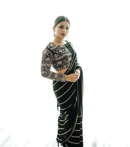 Paillettes de créateur exclusives et broderie Zari en satin lourd Banglori Saree disponibles au prix de gros - Product Image 2