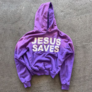 เสื้อฮู้ดครอปทรงโอเวอร์ไซส์ ผ้าหนา 500GSM ย้อมสีซีดแบบซันเฟด พิมพ์ลายซิลค์สกรีน ไม่มีเชือกผูก สำหรับผู้ชาย แบรนด์ Sportish Impex Streetwear - Product Image 2