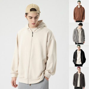 Invierno Nueva Sudadera con capucha de ante Cremallera personalizada Sudaderas con capucha para hombre Cremallera marrón Chaqueta con capucha con cremallera de súper alta calidad - Product Image 4