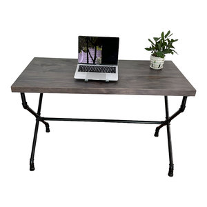 HBON009 Industrial Pine Wood <b>Desk</b> with X-Shaped Pipe Legs Stable Office/Dining <b>Desk</b> with Drawer - Product Image 2