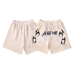 Custom Embroidered <b>Patch</b> Logo Vintage Distressed Acid Washed Cotton <b>Shorts</b> Elastic Waist Casual High Street Summer Activewear - Product Image 6