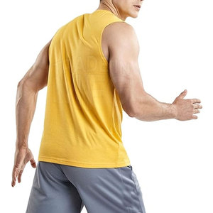 2024 nueva llegada personalizada Color sólido secado rápido camiseta sin mangas transpirable algodón Casual Fitness y ropa de entrenamiento precio al por mayor - Product Image 5