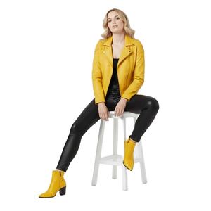 Artisan <b>Yellow</b> Leather Motorbike Jacket Women Custom Bulk Wholesale Factory Price Genuine Biker Style Ladies Fashion <b>Coat</b> OEM - Product Image 1