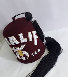Chapeau Shriner Fez avec lingot et strass avec porte-gland, chapeau Shriner Regalia chapeau Fès couleur bordeaux - Product Image 3