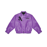 Blouson aviateur en cuir véritable pour homme, logo brodé, col montant, capuche, tissu en toile d'hiver - Vente en gros, état neuf