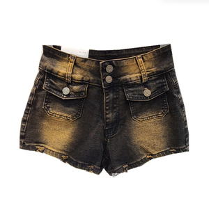 กางเกงขาสั้นผ้ายีนส์สำหรับผู้หญิงกางเกงขาสั้นผ้ายีนส์ทรงคาร์โก้แบบฟอกสีได้ออกแบบได้ตามต้องการ - Product Image 5