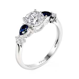 Anillo de Compromiso Jeulia de Oro de 10K con Tres Diamantes, Corte Redondo Clásico, Anillo de Promesa - Product Image 2