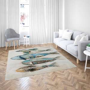 Alfombra con Estampado de Peces, Alfombras Modernas con Diseño de Animales para Decoración del Hogar, Alfombra Delgada No Tejida - Product Image 2