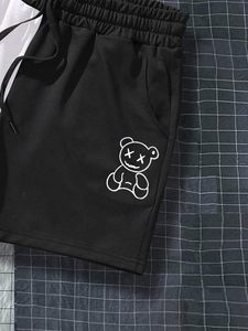 Short d'été en coton de style urbain pour hommes, avec logo personnalisé brodé, maille solide pour l'entraînement athlétique de natation - Product Image 5