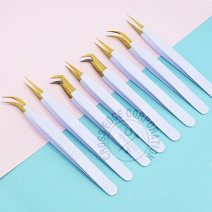Pinza para Extensión de Pestañas con Punta de Fibra Personalizada, Curva de Luna, Agarre de Diamante, Marca Privada, Herramienta Profesional para Pestañas - Product Image 1