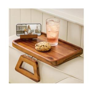 High Quality Wooden <b>Sofa</b> Armrest Tray | Portable Couch Arm Clip <b>Table</b> for Living Room, <b>Small</b> Apartments & Household Storage - Product Image 4