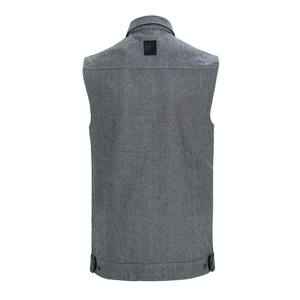 เสื้อกั๊กผู้ชายสไตล์ลำลองแบบกระดุมแถวเดียว สีน้ำเงินล้วน ทรงเข้ารูป มีกระเป๋าข้างผ่า  ผ้าเดนิม สำหรับฤดูใบไม้ร่วงและฤดูหนาว - Product Image 2