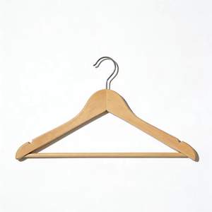 Cintres écologiques et durables en bois d'eucalyptus avec <span class=keywords><strong>barre</strong></span> antidérapante pour pantalons, idéaux pour le rangement des vêtements en magasin et dans le placard. - Product Image 1