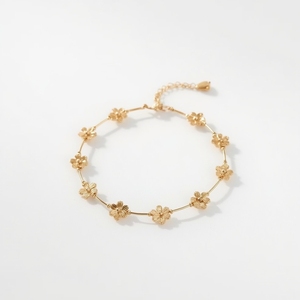 Pulsera de Cadena Floral de Oro Amarillo Delicado de 9K para Mujer, Diseño Minimalista, Certificación GIA, Joyería Fina OEM - Product Image 5