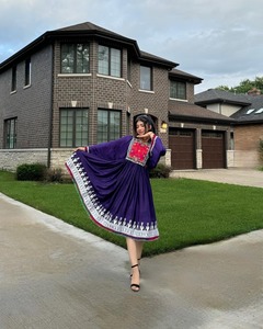 Afghan <b>Girls</b> Artisan <b>Crafted</b> Long Sleeve Chiffon Outfit with Vibrant Embroidery <b>for</b> Cultural Programs Wedding Ceremonies Festive - Product Image 2