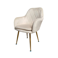Chaise de salle à manger en velours OEM avec dossier en tissu, assise rembourrée douce, pieds en métal, chaise de dîner moderne pour restaurant, salon, cuisine