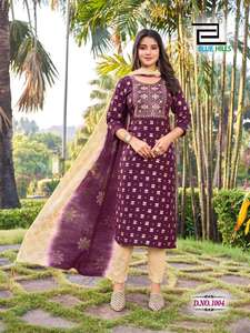 Conjunto de Kurta de Rayón para Mujer de Alta Demanda con Dupatta, Ideal para Fiestas/Bodas, Estilo Maruti Versátil, Diseño de Base Personalizable - Product Image 2
