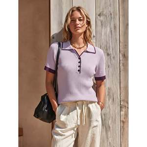 เสื้อโปโลถักแขนสั้นสำหรับผู้หญิง สวมใส่สบาย ระบายอากาศได้ดี - Product Image 2
