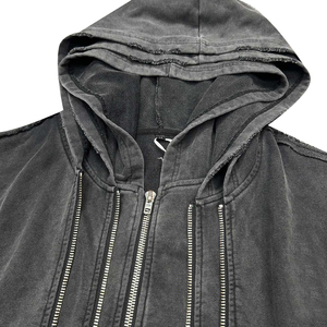 Sweat à capuche épais 100% Coton Écologique Hiver Effet Délavé Multi-couches Broderie Vieillie Unisexe Streetwear Acide - Product Image 6