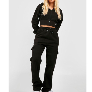 Chándales recortados para mujer de la mejor calidad, diseño personalizado, conjuntos cortos de Color sólido transpirable para invierno, precio barato - Product Image 3