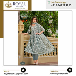 Qualité supérieure Vente chaude Nouveau Designer Feuille Imprimé et Broderie Travail Kurti Pant & Dupatta de l'exportateur indien - Product Image 3